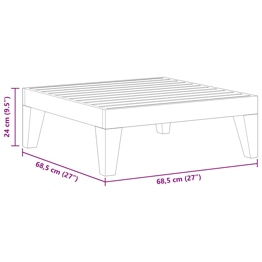 Gartentisch 68,5x68,5x24 cm Akazie Massivholz