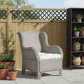 Sessel mit Kissen Grau Natürliches Rattan und Leinen