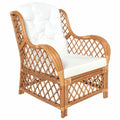 Sessel mit Kissen Hellbraun Rattan und Leinen