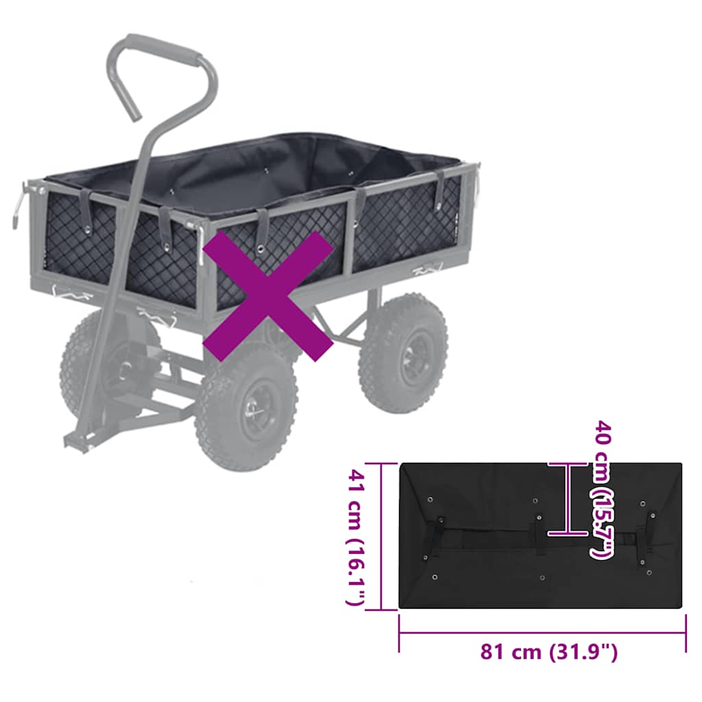 Gartenwagen-Einlage Schwarz 81x41x40 cm Stoff