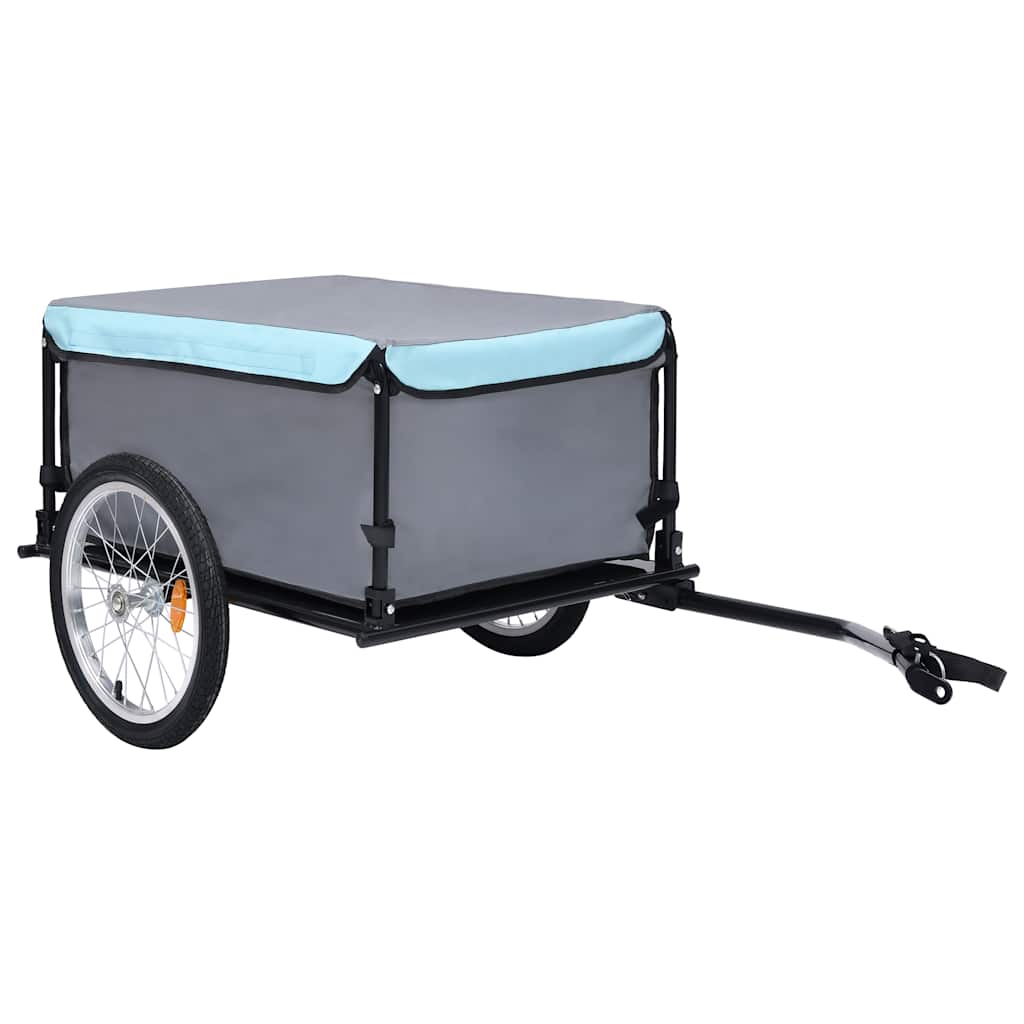 Fahrradanhänger Grau und Blau 65 kg