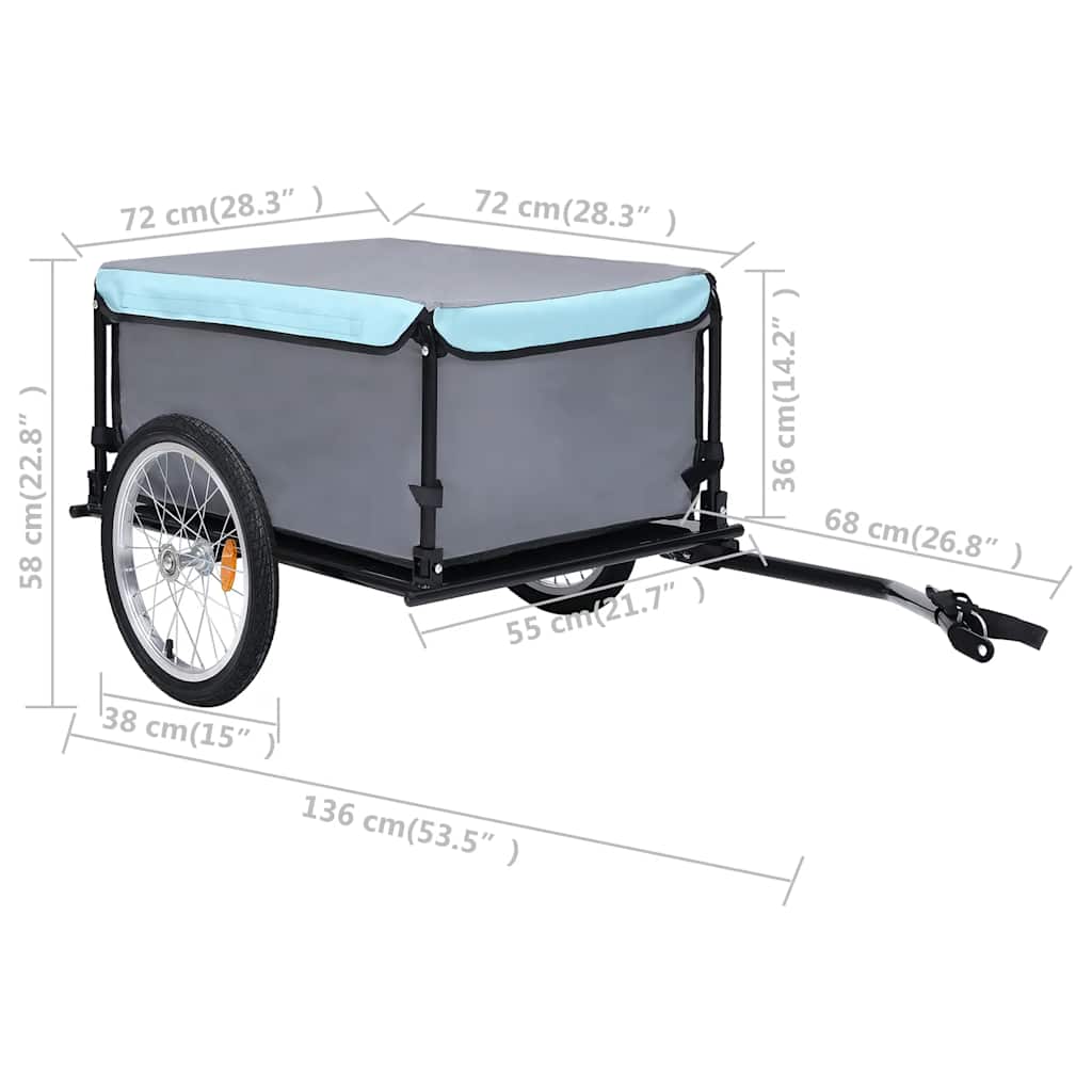 Fahrradanhänger Grau und Blau 65 kg