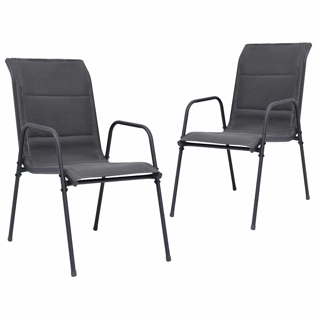 Stapelbare Gartenstühle 2 Stk. Stahl und Textiline Anthrazit