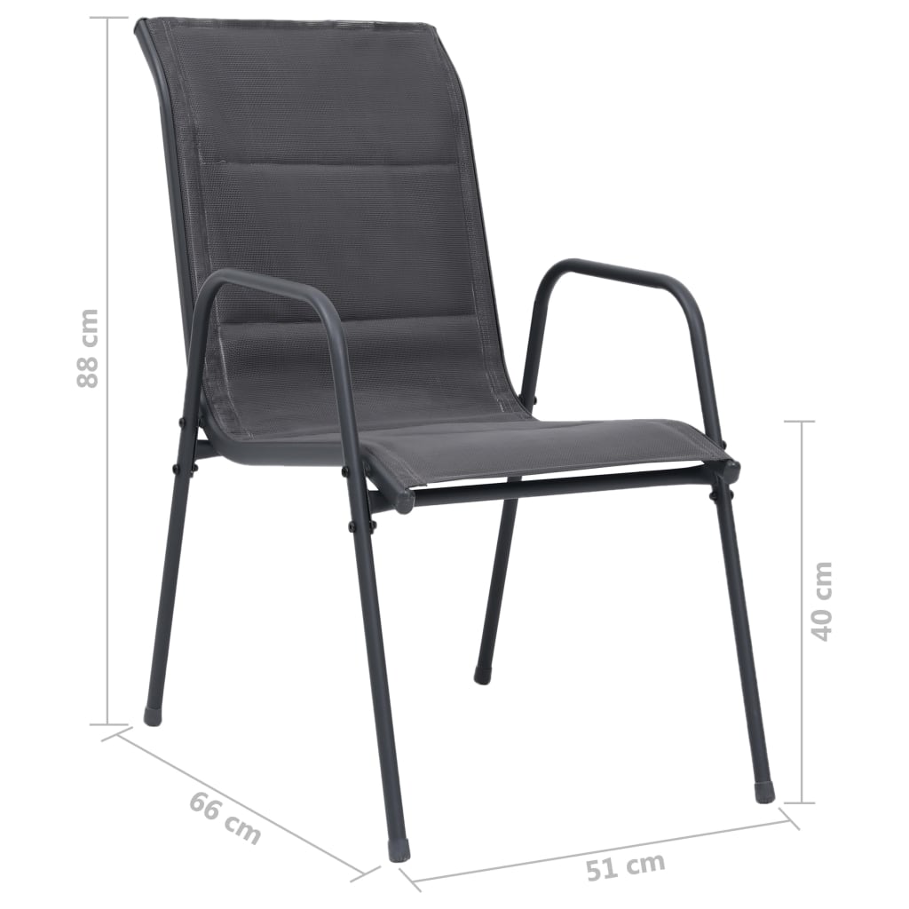 Stapelbare Gartenstühle 2 Stk. Stahl und Textiline Anthrazit