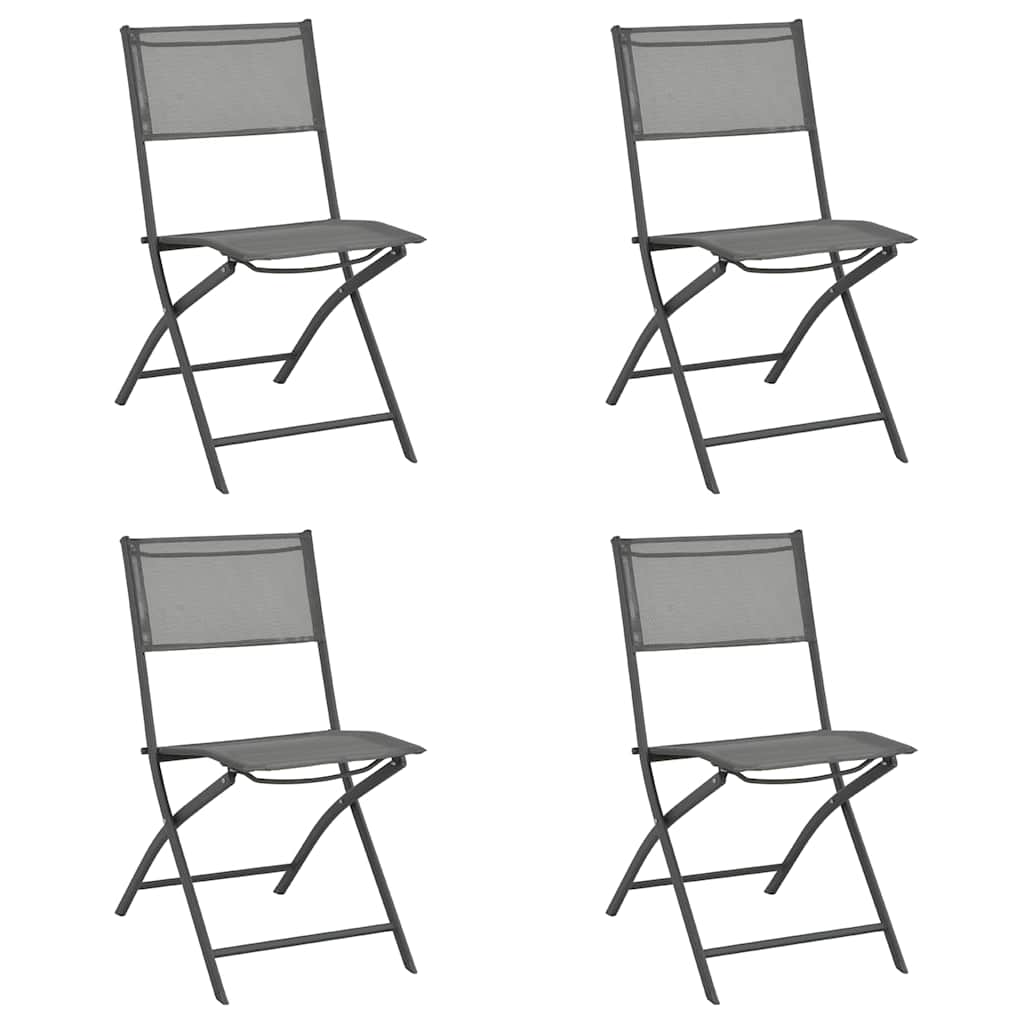 Klappbare Stühle für Außenbereich 4 Stk. Grau Stahl und Textilene