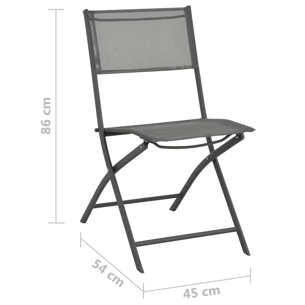 Klappbare Stühle für Außenbereich 4 Stk. Grau Stahl und Textilene