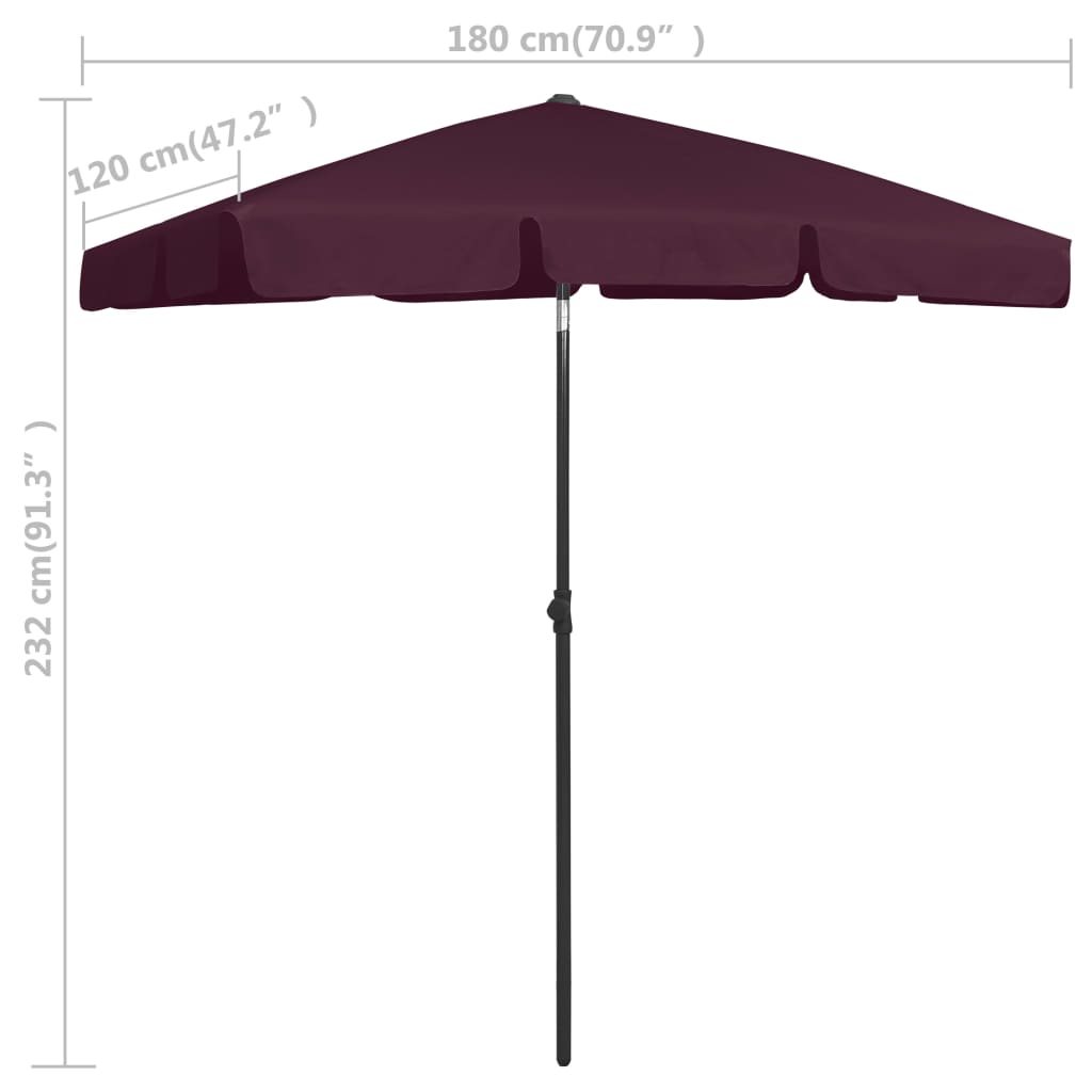 Strandschirm Bordeauxrot 180x120 cm