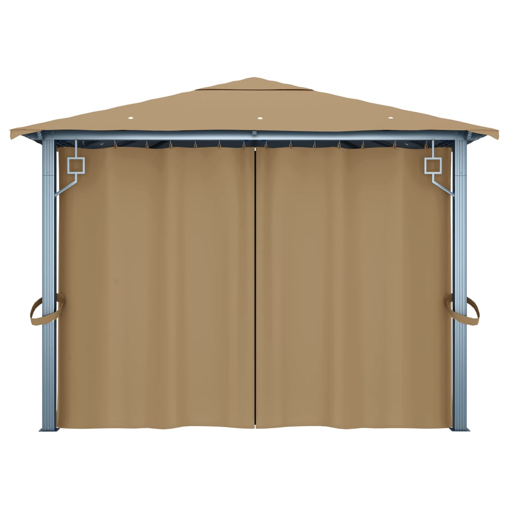 Pavillon mit Vorhang 400x300 cm Taupe Aluminium