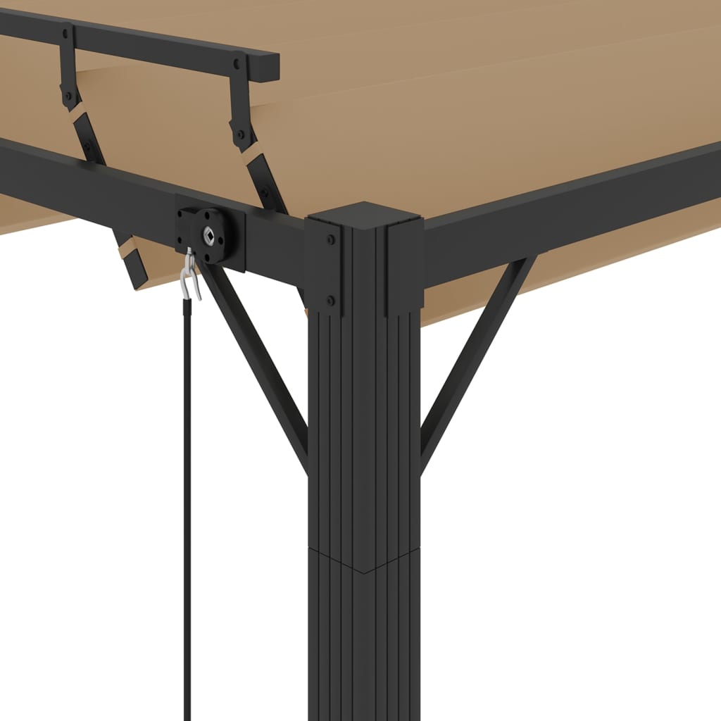 Pergola mit Lamellendach 3x3 m Taupe Stoff und Aluminium
