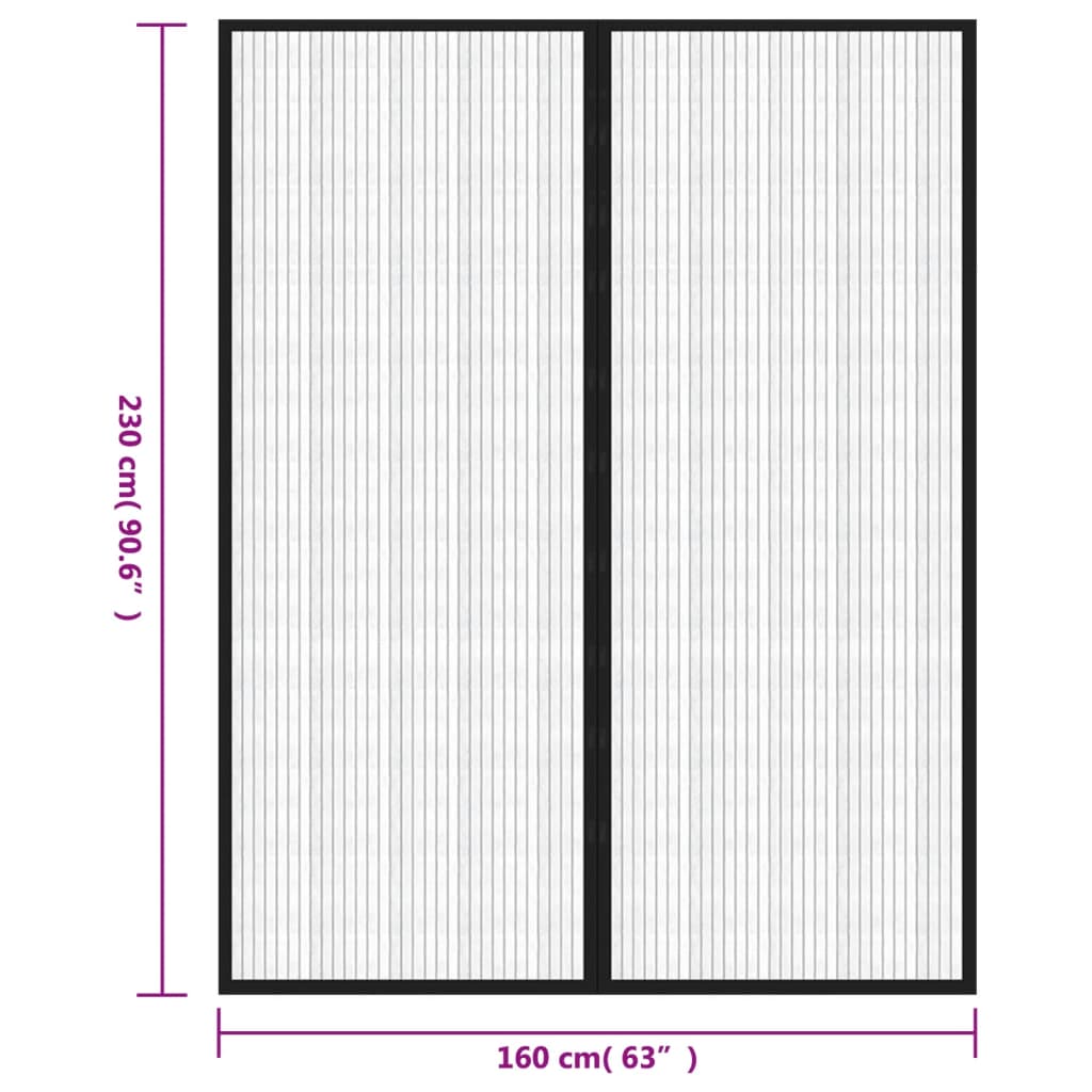 Fliegengitter-Türvorhänge 2 Stk. Magnet Schwarz 230x160 cm