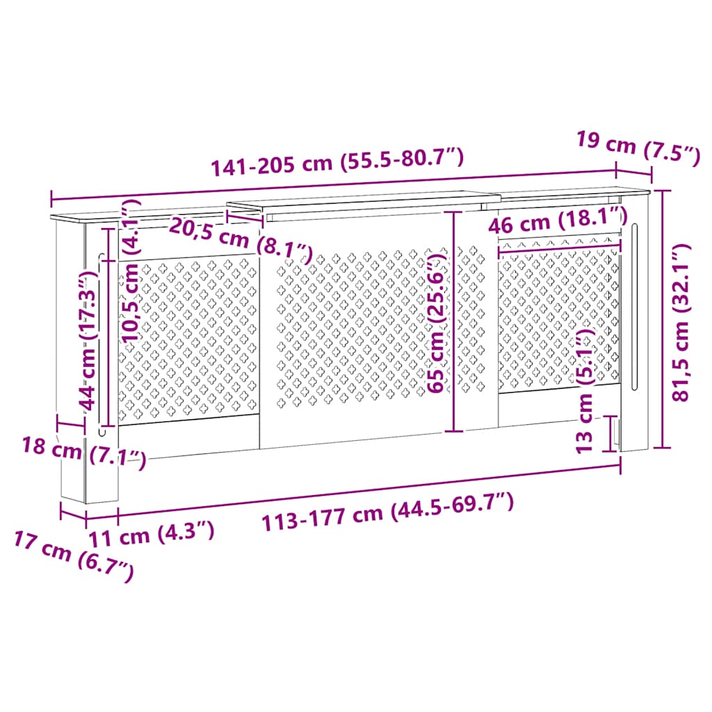 MDF Heizkörperverkleidung 205 cm