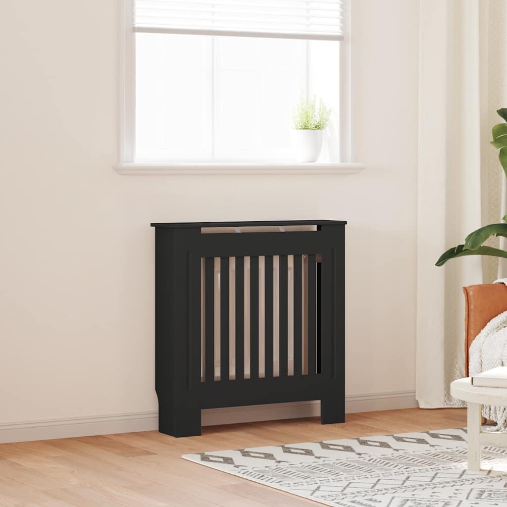 Holzwerkstoff Heizkörperverkleidung Schwarz 78 cm