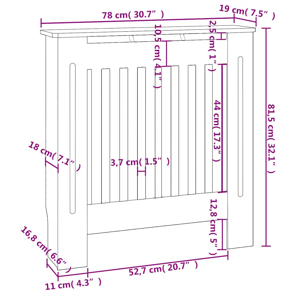 Holzwerkstoff Heizkörperverkleidung Grau 78 cm