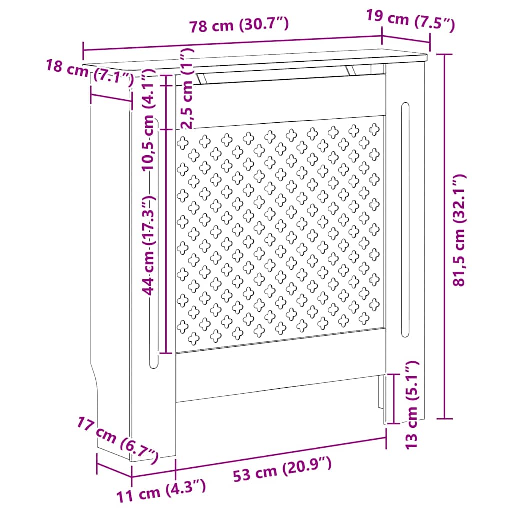 MDF Heizkörperverkleidung Schwarz 78 cm