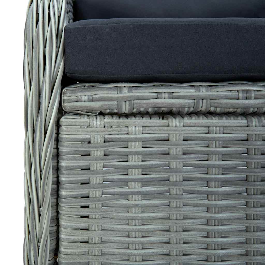 Verstellbarer Gartensessel mit Auflagen Poly Rattan Hellgrau