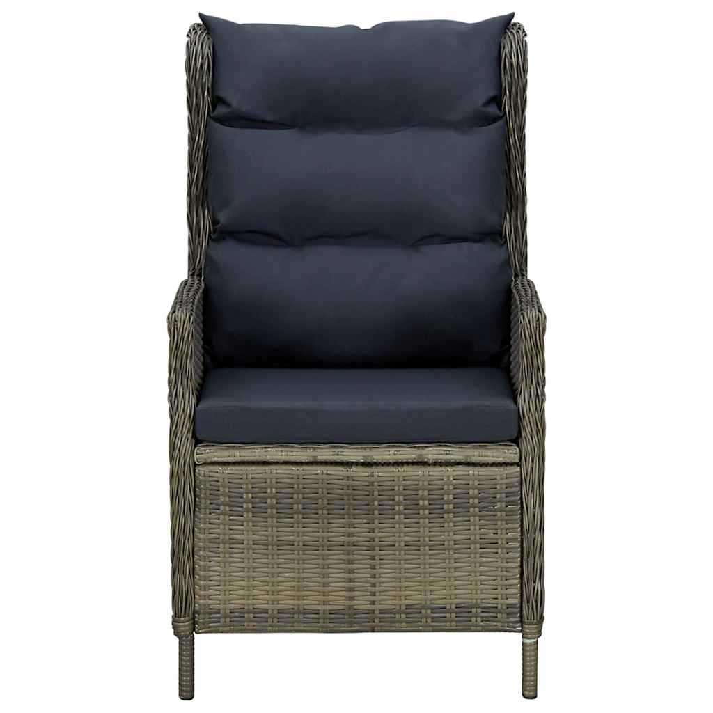 Verstellbarer Gartensessel mit Auflagen Poly Rattan Braun