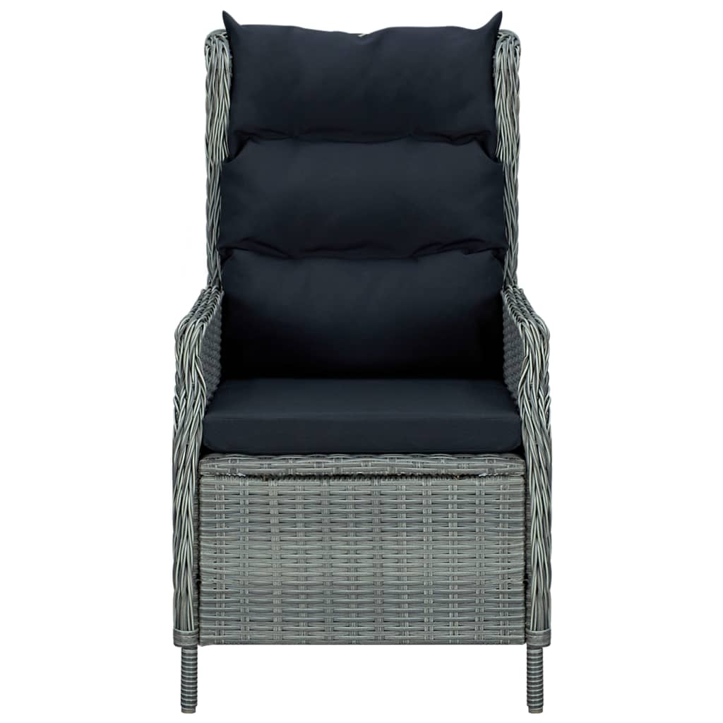 Verstellbarer Gartensessel mit Fußhocker Poly Rattan Hellgrau