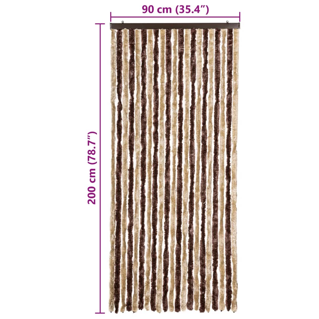 Insektenschutz-Vorhang Beige und Hellbraun 90x200 cm Chenille