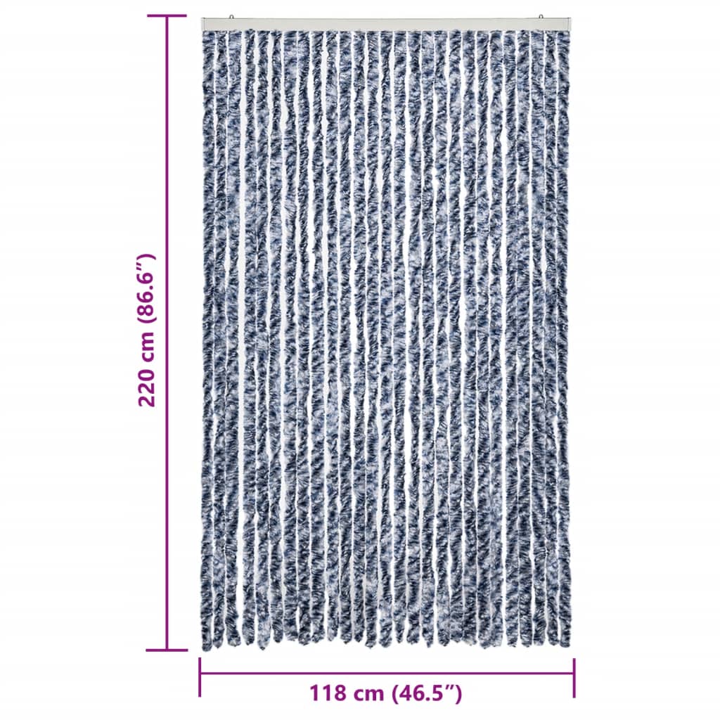 Insektenschutz-Vorhang Blau und Weiß 118x220 cm Chenille