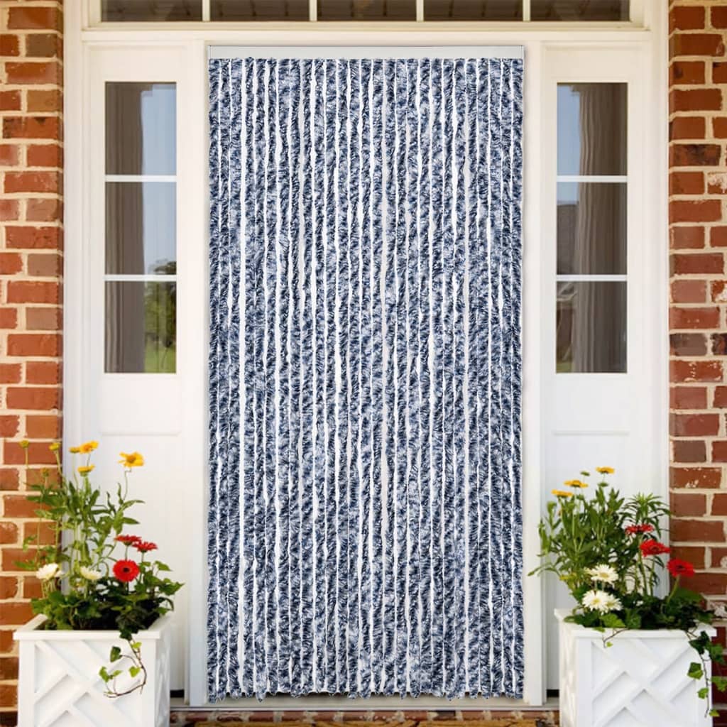 Insektenschutz-Vorhang Blau und Weiß 118x220 cm Chenille