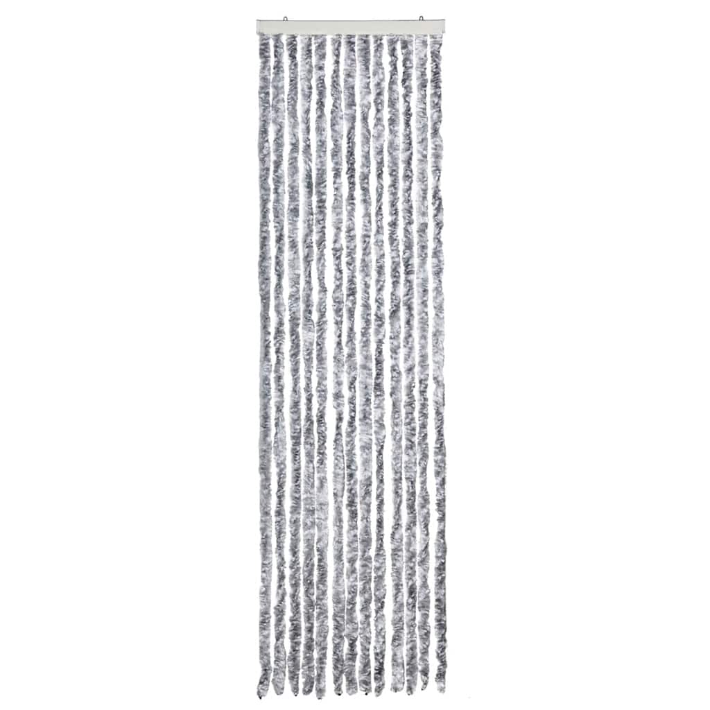Insektenschutz-Vorhang Weiß und Grau 56x200 cm Chenille