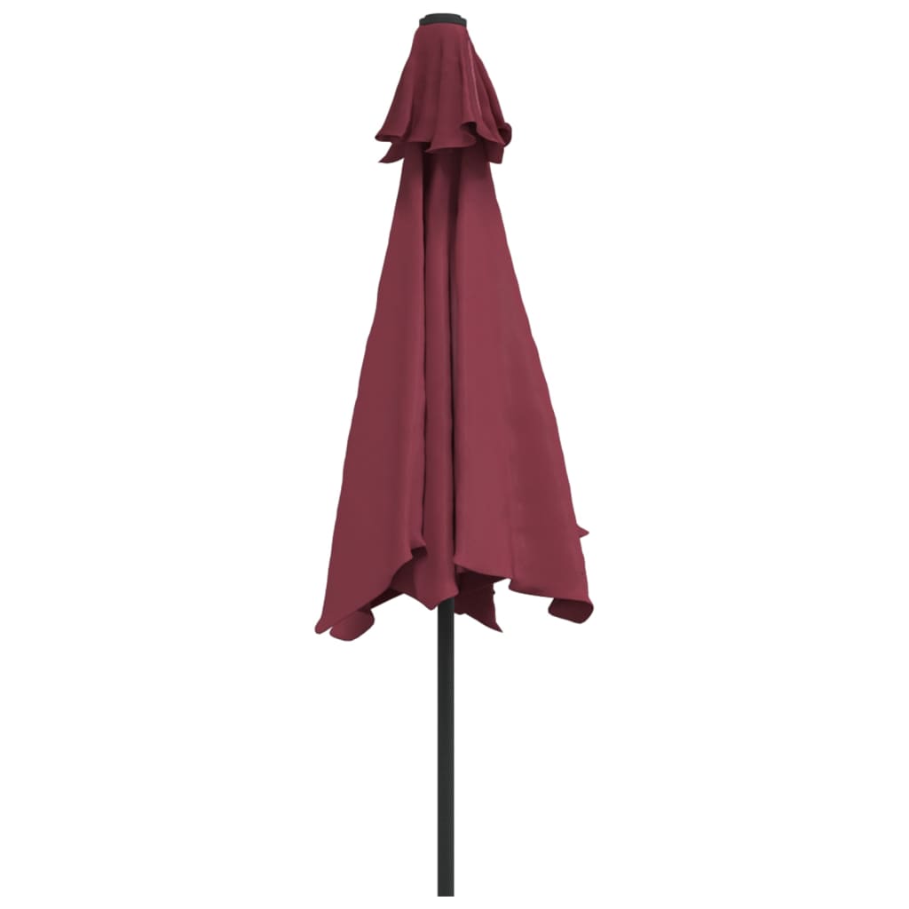 Sonnenschirm mit LED-Beleuchtung Stahl-Mast 300 cm Bordeauxrot