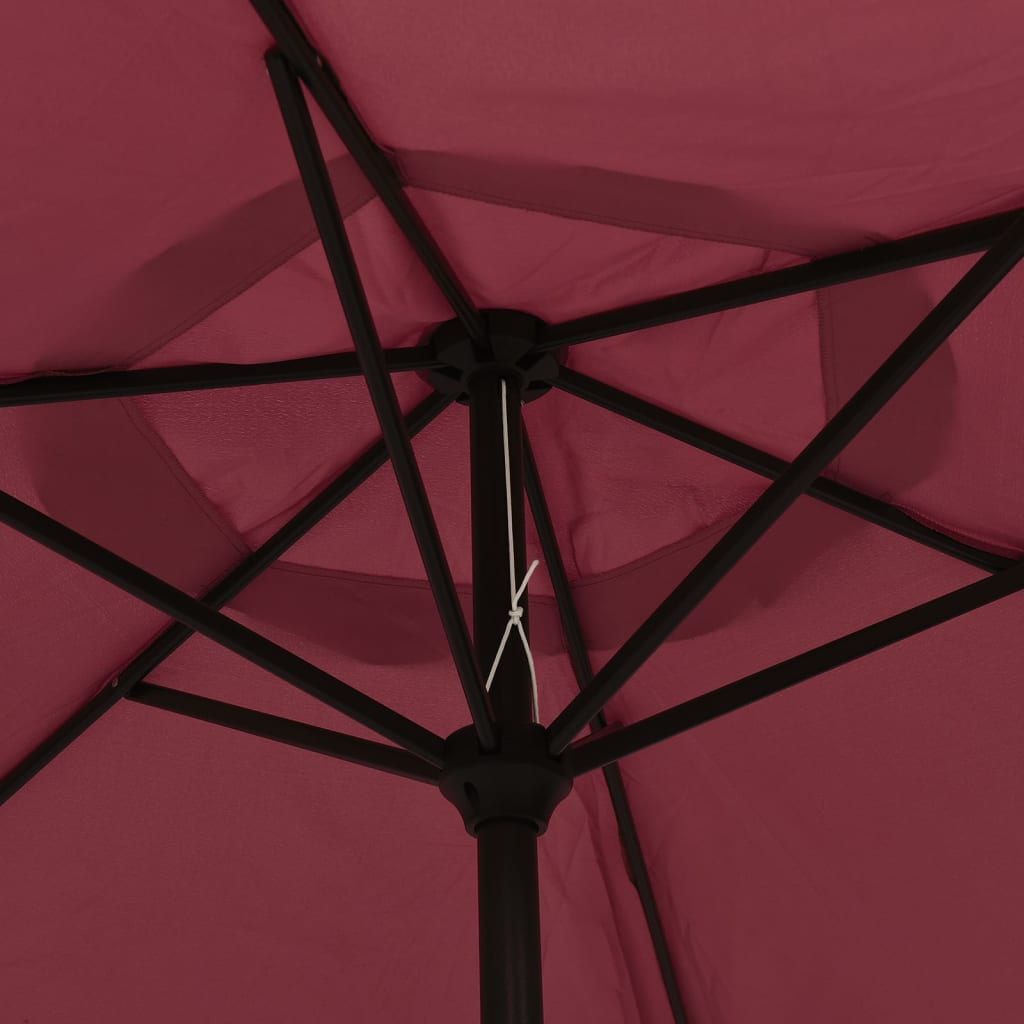 Sonnenschirm mit LED-Beleuchtung Stahl-Mast 300 cm Bordeauxrot