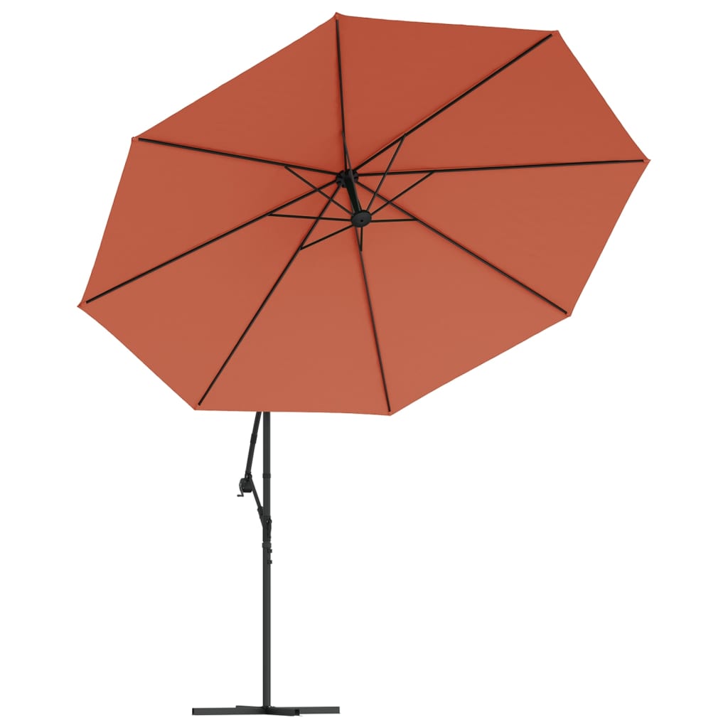 Ampelschirm mit LED-Beleuchtung Stahl-Mast Terrakotta 350 cm