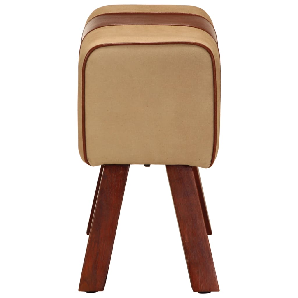 Sitzbank Turnbock-Design 58 cm Braun Echtleder Massivholz Mango