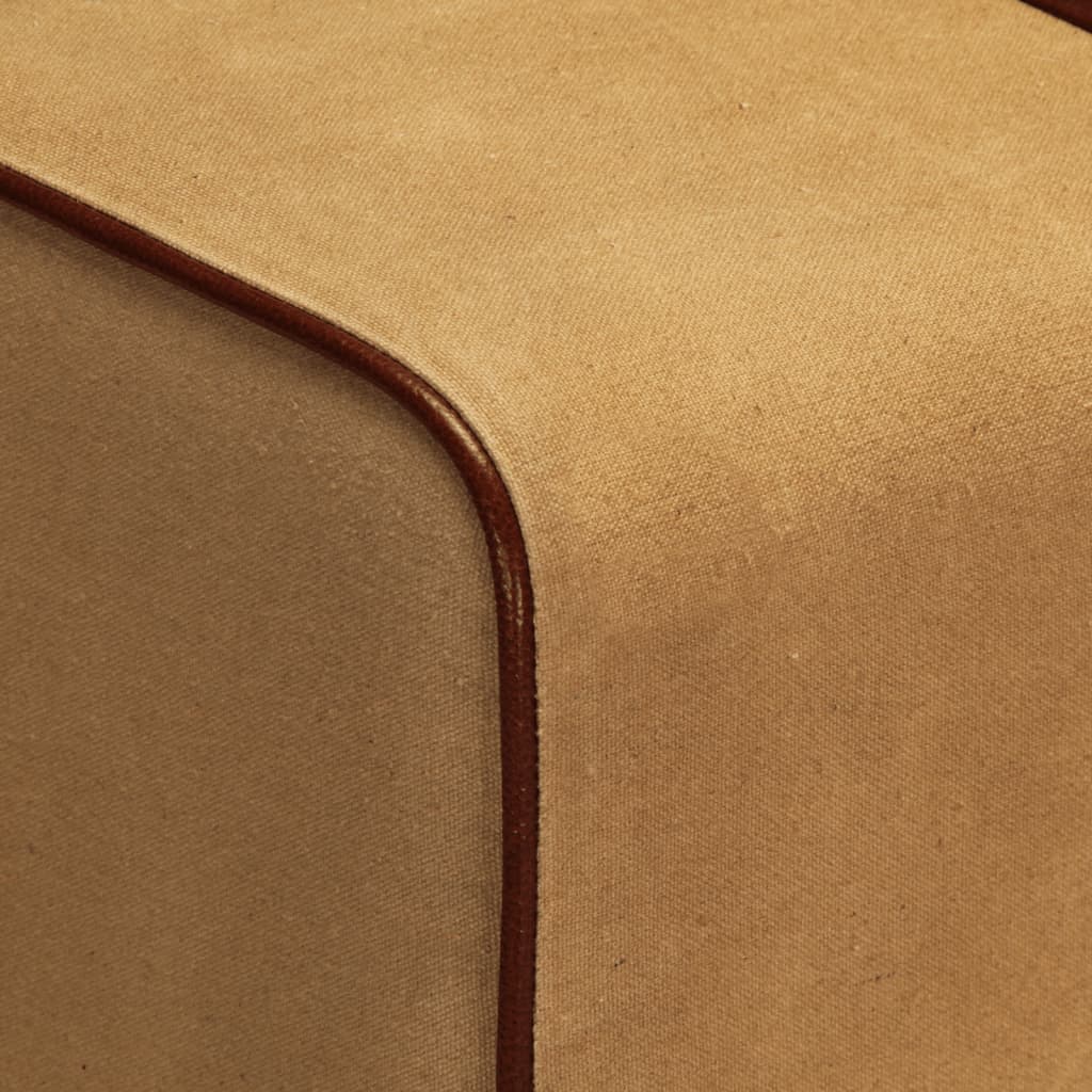 Sitzbank Turnbock-Design 58 cm Braun Echtleder Massivholz Mango