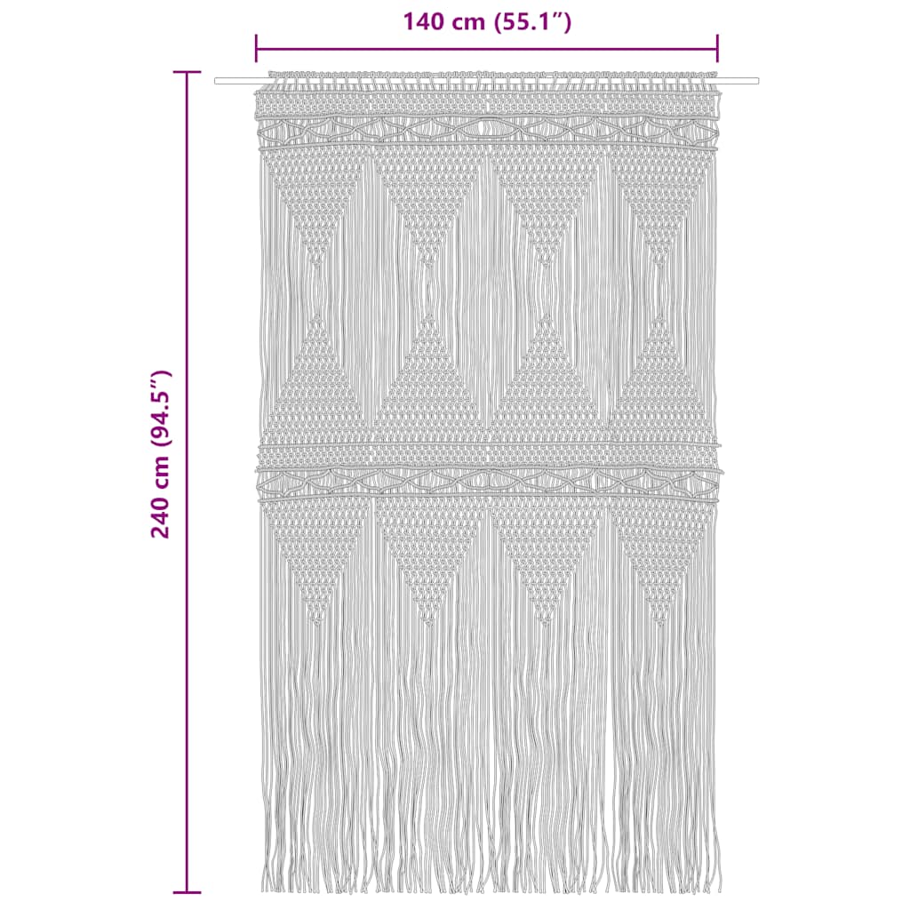 Makramee Vorhang Taupe 140x240 cm Baumwolle
