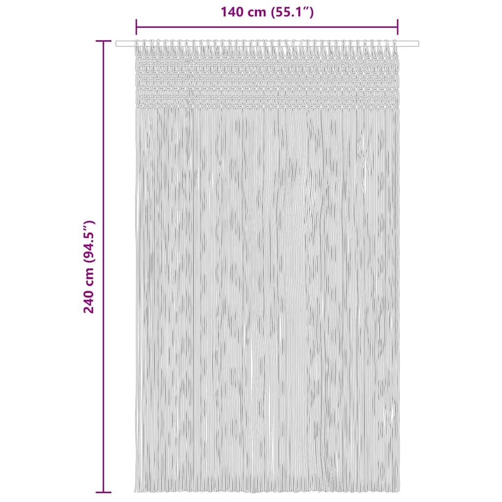 Makramee Vorhang Blau 140x240 cm Baumwolle