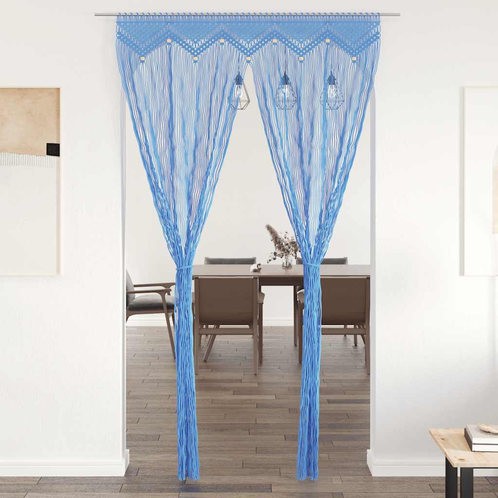 Makramee Vorhang Blau 140x240 cm Baumwolle