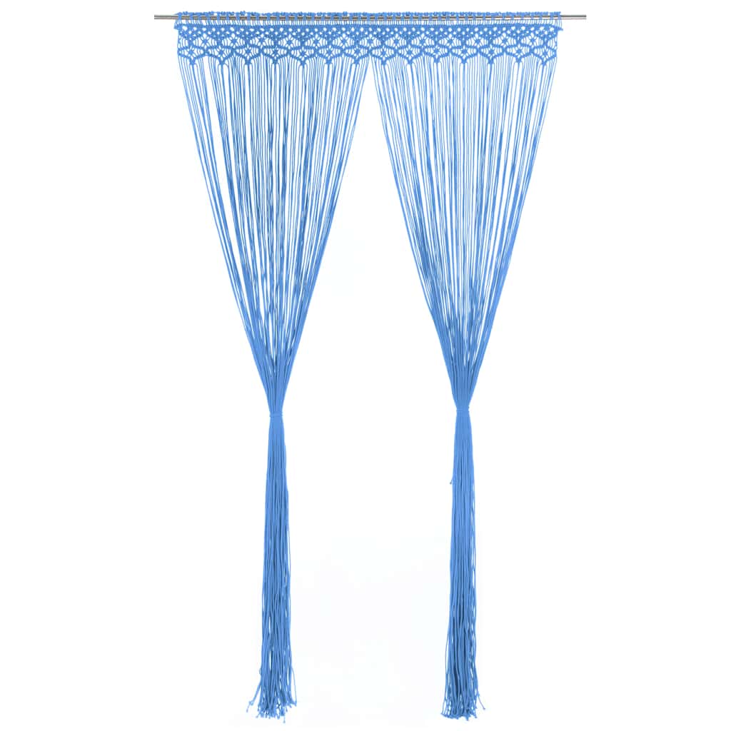Makramee Vorhang Blau 140x240 cm Baumwolle