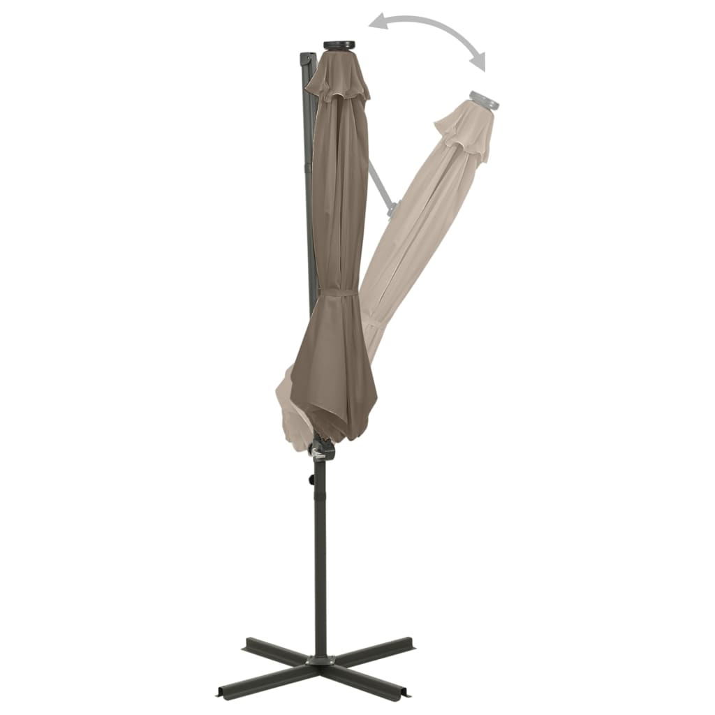Ampelschirm mit LED-Beleuchtung 300 cm Taupe