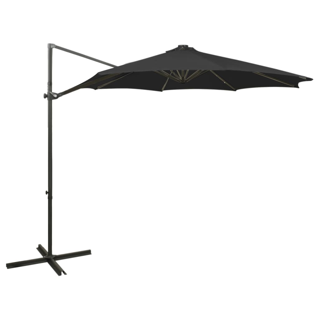 Ampelschirm mit LED-Beleuchtung 300 cm Schwarz