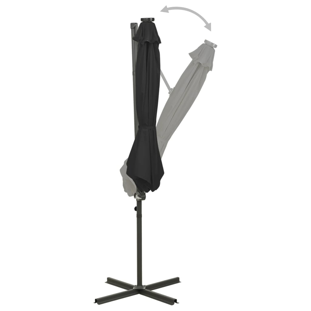 Ampelschirm mit LED-Beleuchtung 300 cm Schwarz