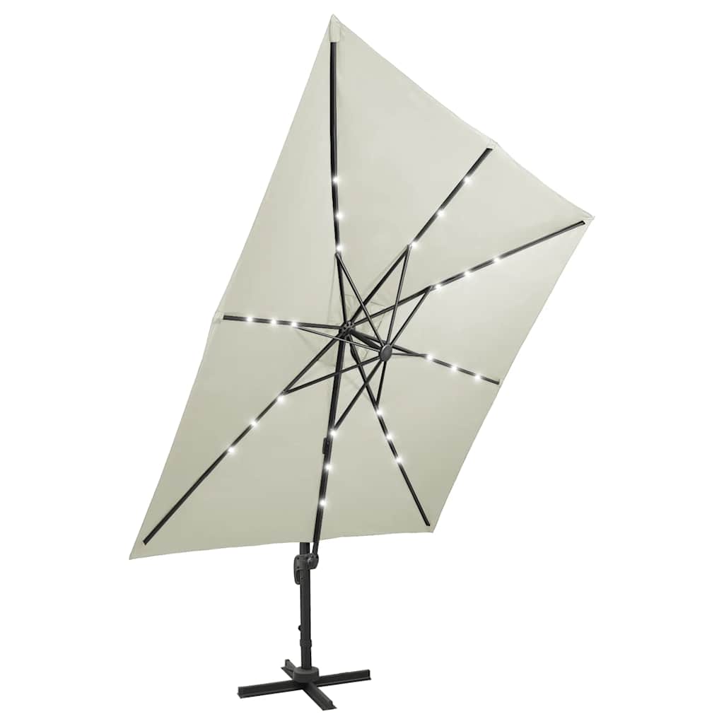Ampelschirm mit LED-Beleuchtung 300 cm Sandweiß
