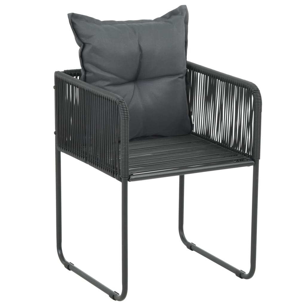 Gartenstühle 4 Stk. mit Kissen Poly Rattan Schwarz
