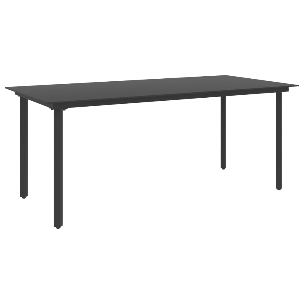 Garten-Esstisch Schwarz 190x90x74 cm Stahl und Glas