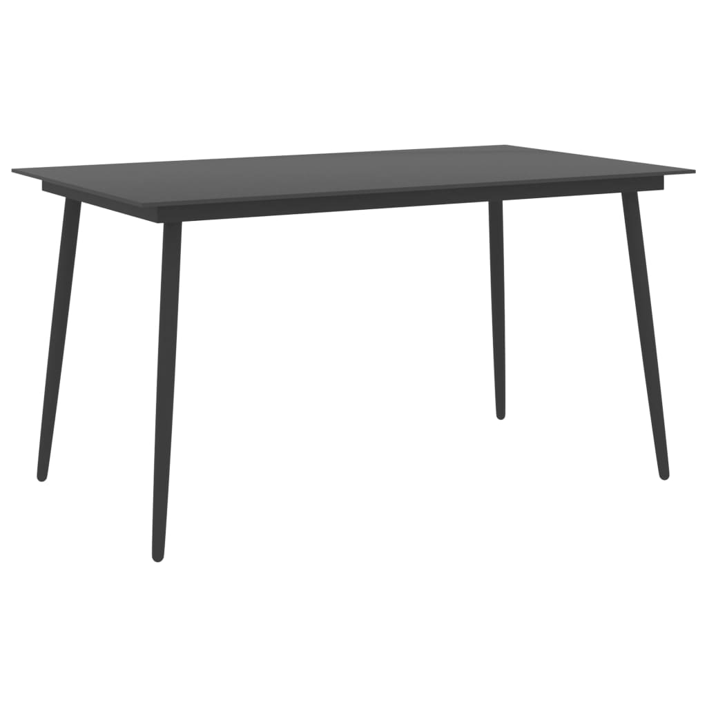 Garten-Esstisch Schwarz 150x90x74 cm Stahl und Glas