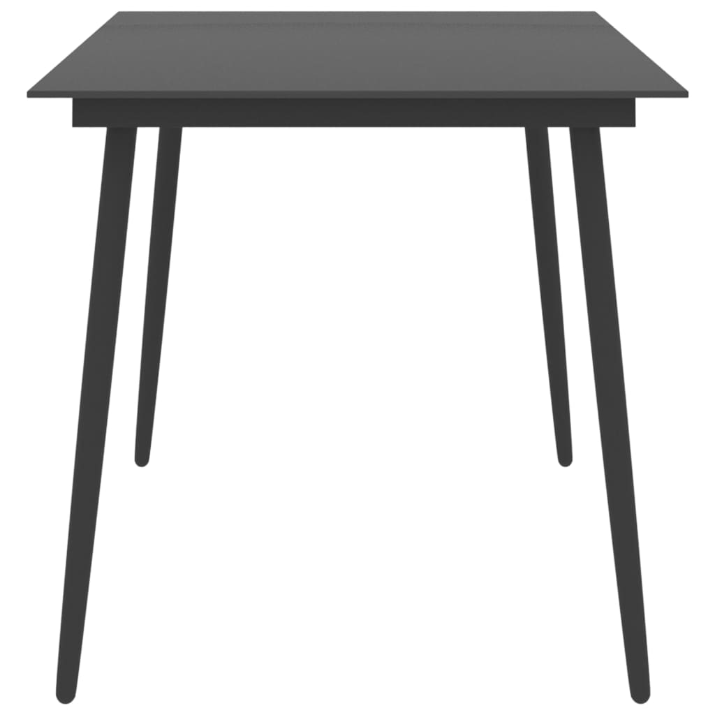 Garten-Esstisch Schwarz 150x90x74 cm Stahl und Glas