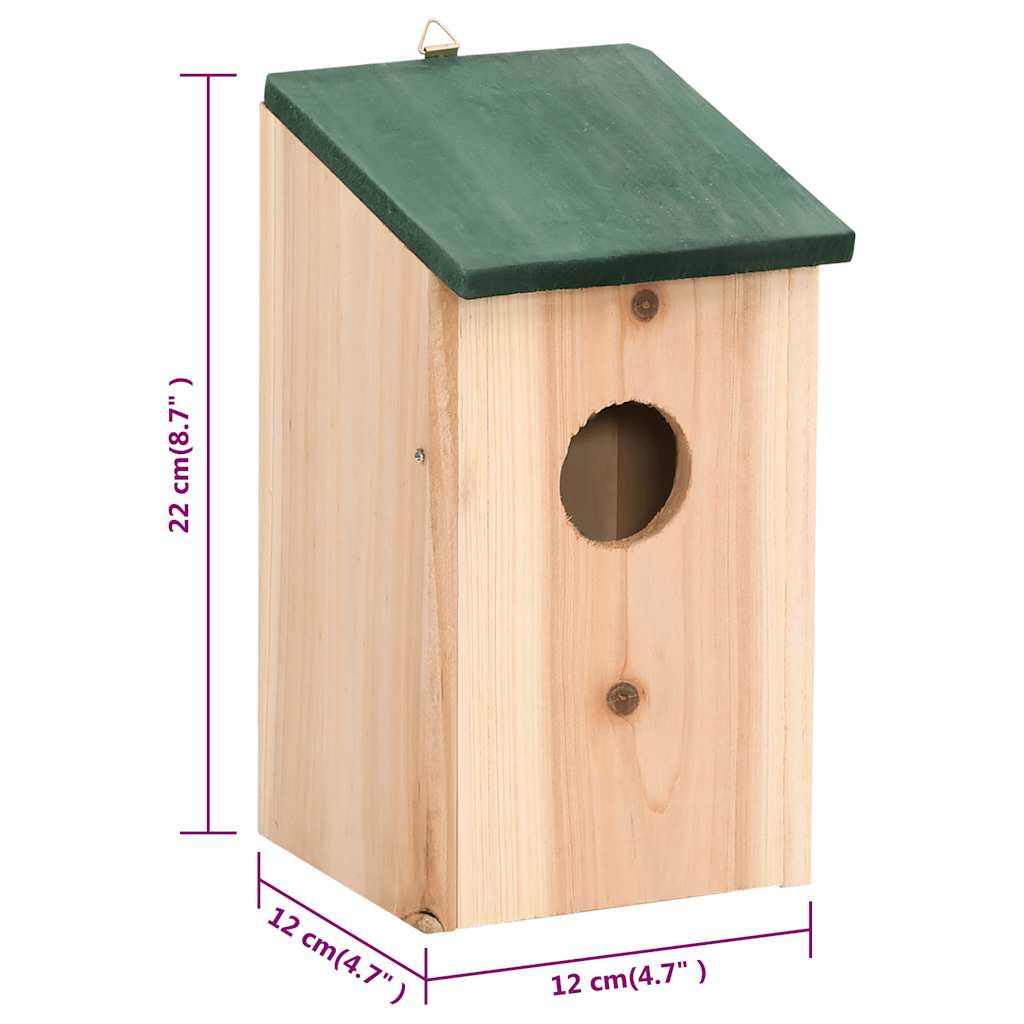 Vogelhäuser 10 Stk. Tanne Massivholz 12x12x22 cm