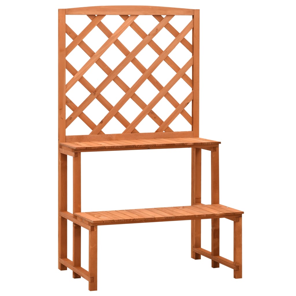 Blumentreppe mit Rankgitter Orange 70x42x120cm Massivholz Tanne