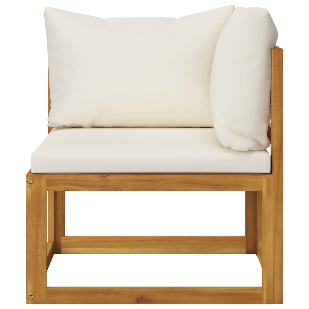 3-Sitzer-Gartensofa mit Auflage Creme Akazie Massivholz