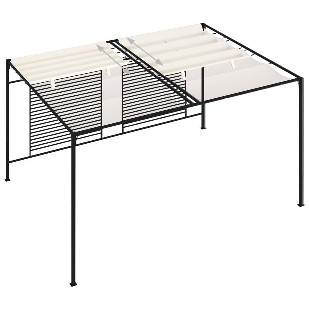 Pavillon mit Ausziehbarem Dach 3x4x2,3 m Cremeweiß 180 g/m²