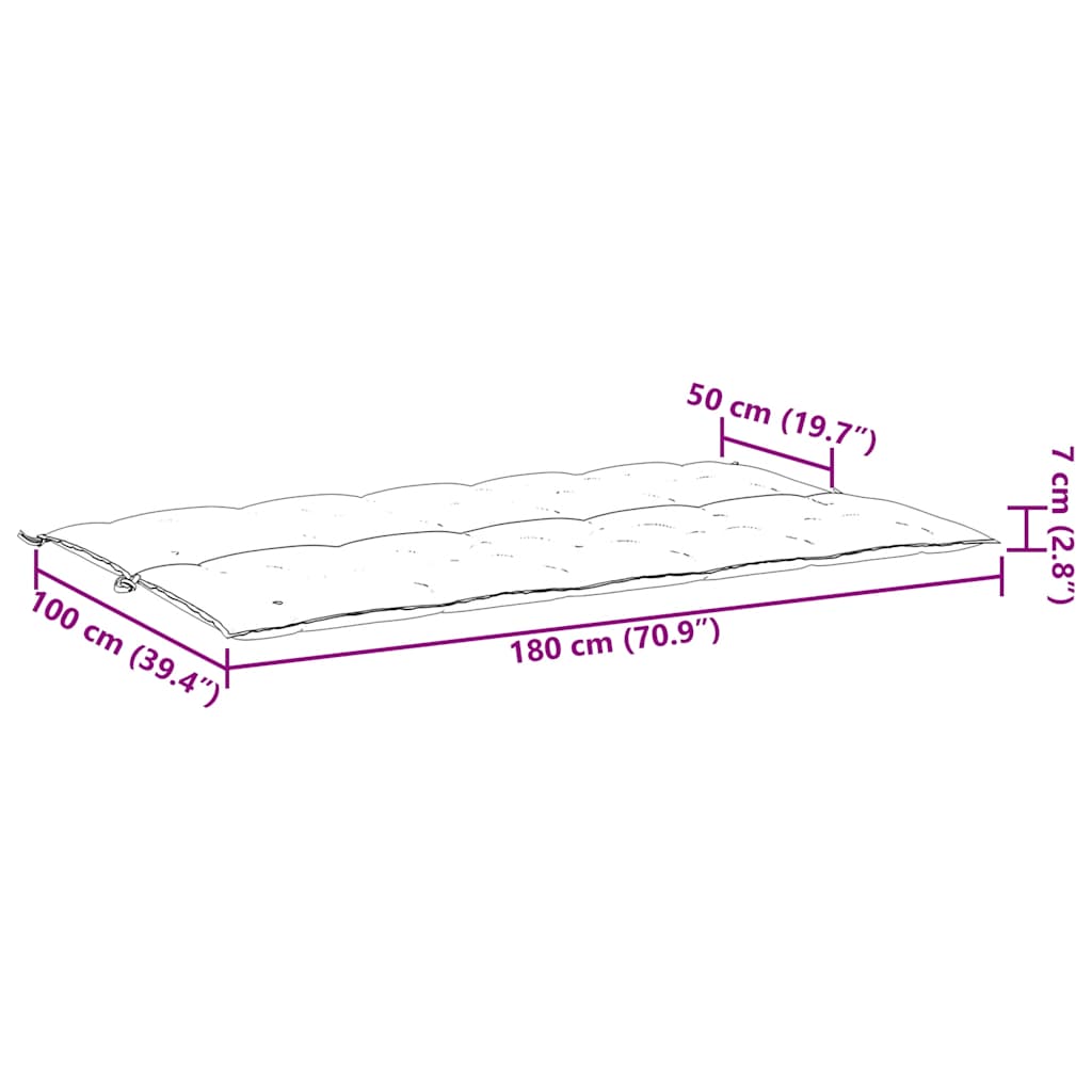 Gartenbank-Auflage Hellblau 180x(50+50)x7 cm Oxford-Gewebe