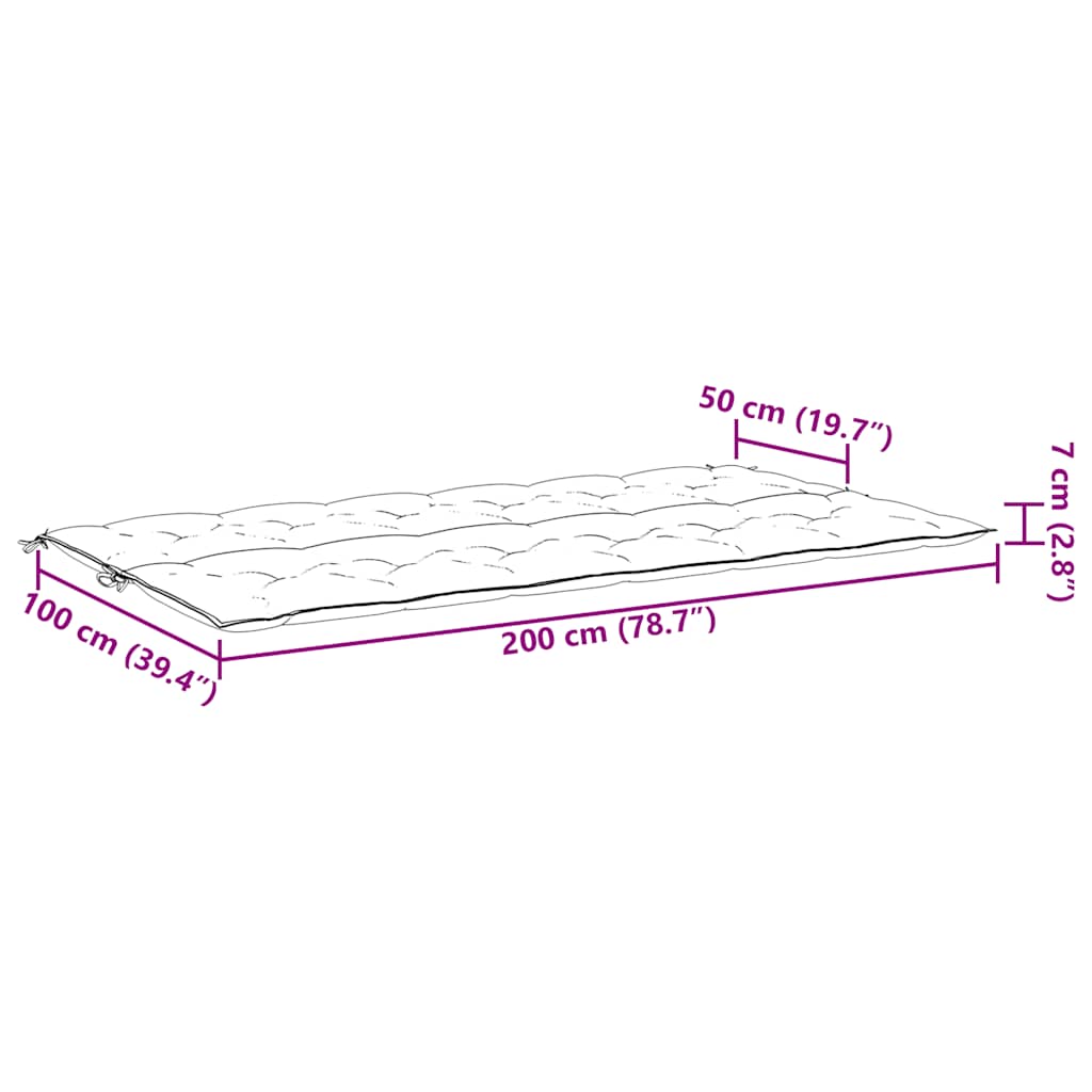 Gartenbank-Auflage Blau 200x(50+50)x7 cm Oxford-Gewebe