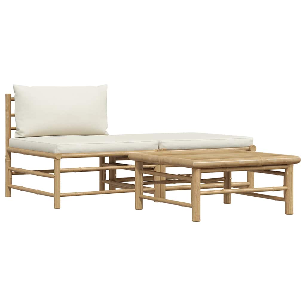 3-tlg. Garten-Lounge-Set mit Kissen Bambus