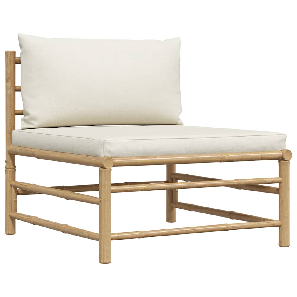 Garten-Mittelsofa mit Kissen Cremeweiß Bambus
